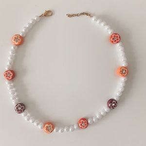 Hand made flower pearl aesthetic choker